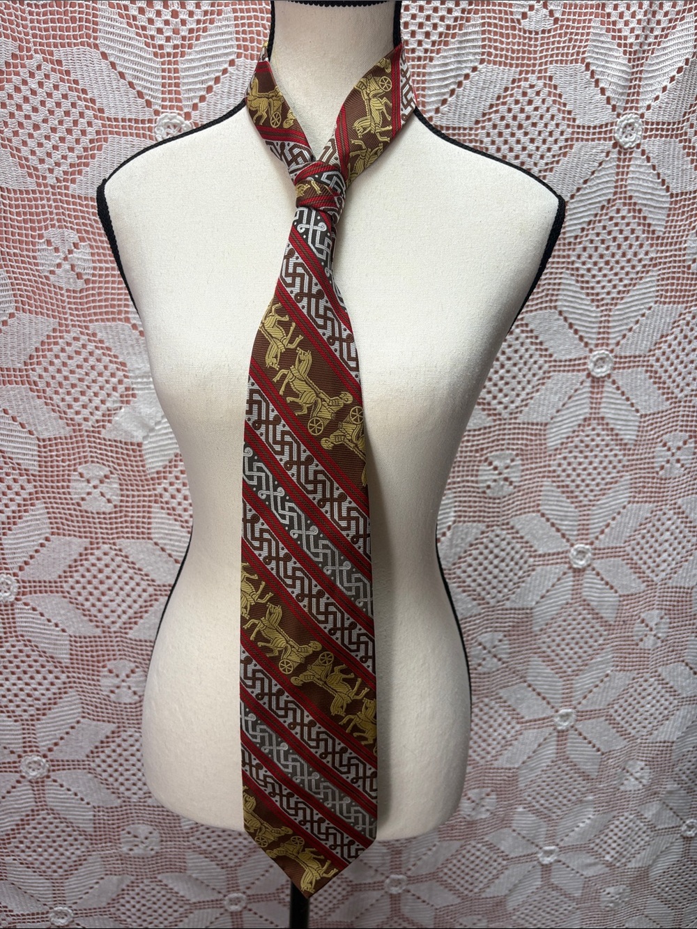 Vintage Christian Dior Chariot & Geometric Necktie